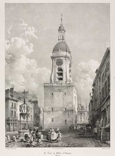 Pittoreska och romantiska resor i gamla Frankrike, Picardie: Klockstapeltornet i Amiens..., 1835. av Louis Haghe