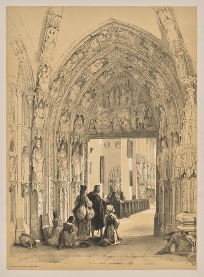 Skisser i Belgien och Tyskland, First Series, Porch of Frauenkirch, Nürnberg av Louis Haghe