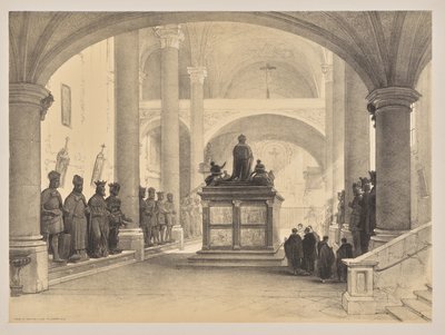Skisser i Belgien och Tyskland, First Series, Tomb of Maximilian 1st, Innsbruck av Louis Haghe