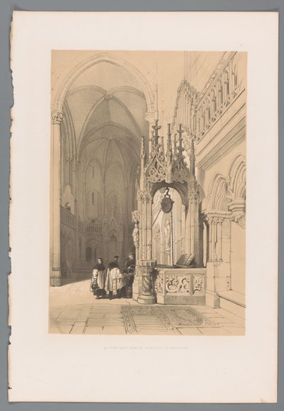 Vattenfall in av Dom van Regensburg Den heliga brunnen i katedralen i Regensburg (titel på objektet) av Louis Haghe