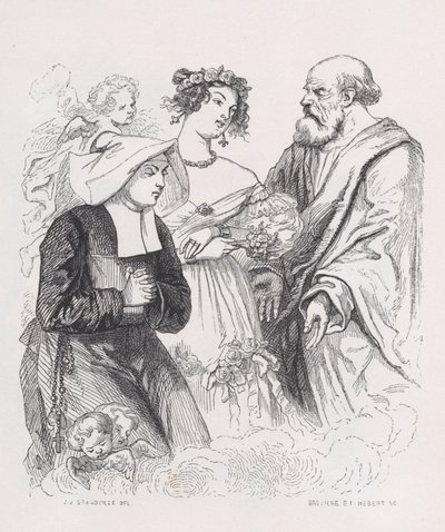 The Two Sisters of Charity från The Complete Works of Béranger, 1836. Skapare: Louis-Henri Brevière, Cesar-Auguste Hebert. av Louis Henri Brevière, Cesar Auguste Hebert