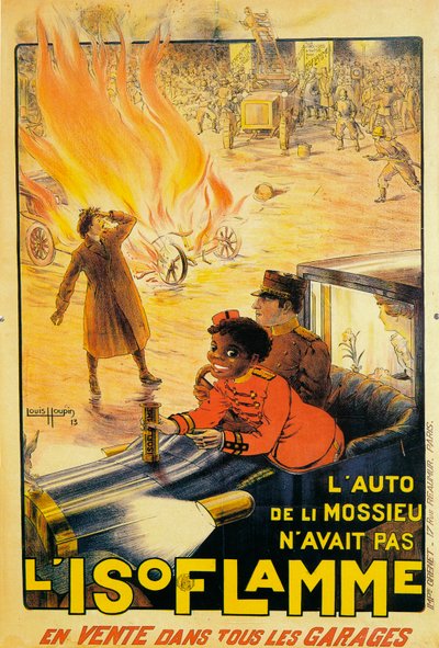 Annons för Isoflamme brandsläckare, 1913 av Louis Houpin