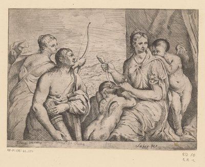 Venus binder för ögonen Amor av Louis I Boullogne