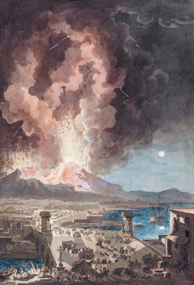 Utbrottet av Vesuvius, Italien, 1779. av Louis Jean (after) Desprez