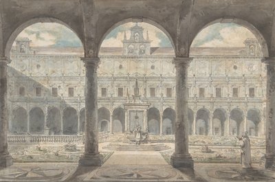 Cloister of the Certosa di San Martino, Neapel, ca.1777-1779. av Louis Jean Desprez