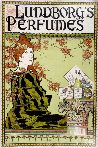 Annons för doften "" Lundborg"" - av Rhead, v.1895 av Louis John Rhead