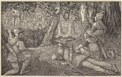Spjöd en grupp skogsbrukare och två fångar av Louis John Rhead