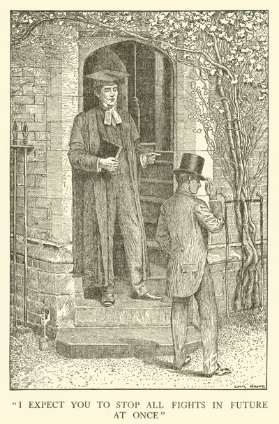 Illustration för Tom Browns skoldagar (gravyr) av Louis John Rhead