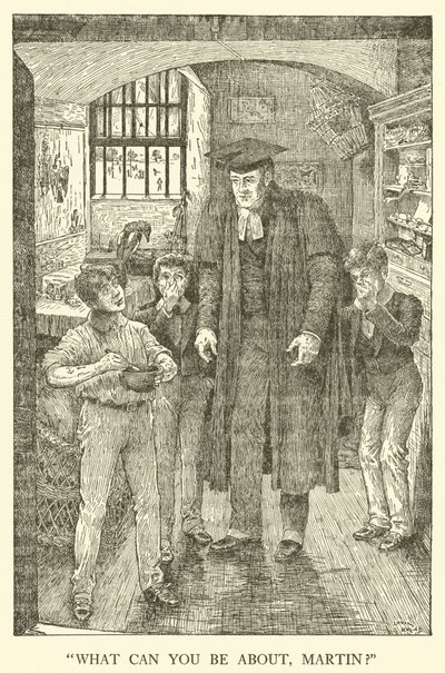 Illustration för Tom Browns skoldagar (gravyr) av Louis John Rhead