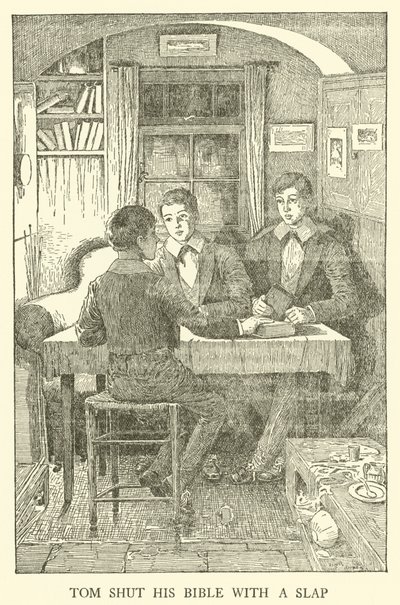 Illustration för Tom Browns skoldagar (gravyr) av Louis John Rhead