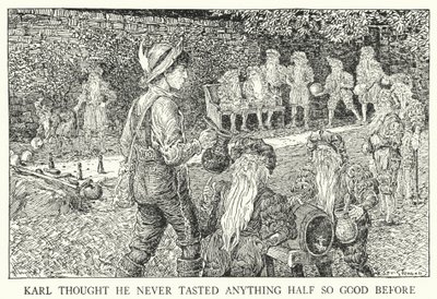 Karl trodde att han aldrig smakat något halvt så gott förut (litho) av Louis John Rhead