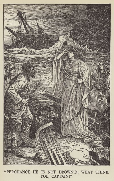 Kanske är han inte drunknad; vad tycker du, kapten? av Louis John Rhead