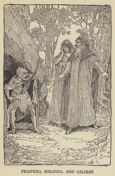 Prospero, Miranda och Caliban av Louis John Rhead