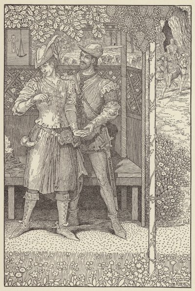 Robin Hood och Marian i deras tak av Louis John Rhead