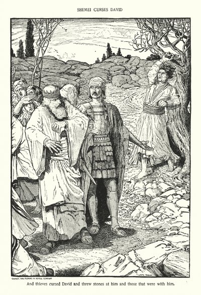 Shimei förbannar David (litografi) av Louis John Rhead