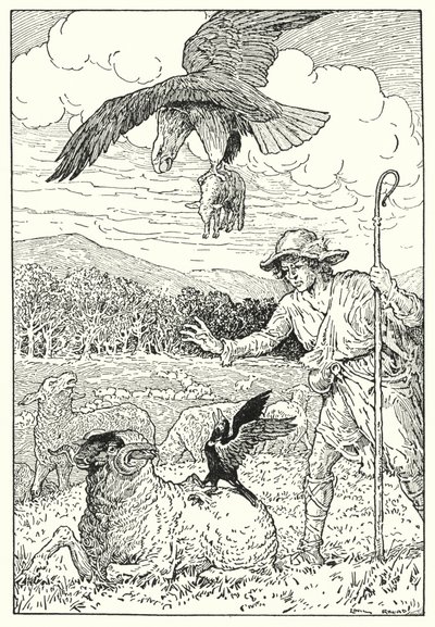 Örnen och kajan (litografi) av Louis John Rhead