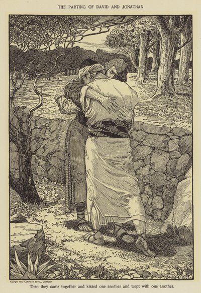 Avskedet mellan David och Jonathan av Louis John Rhead