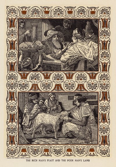 Den rike mannens festmåltid och den fattige mannens lamm (litografi) av Louis John Rhead