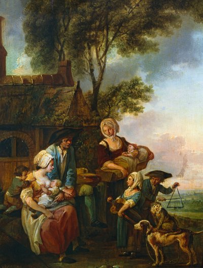 Hörspelaren av Louis Joseph (1731-98) Watteau