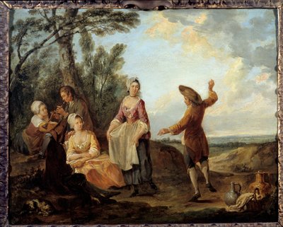 Rustik dans. Målning av Louis Joseph Watteau sa Watteau av Lille (1731-1798) av Louis Joseph  Watteau
