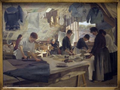 Rippers verkstad i Trouville. Målning av Louis Joseph Anthonissen (1849-1913), Olja på duk av Louis Joseph Anthonissen
