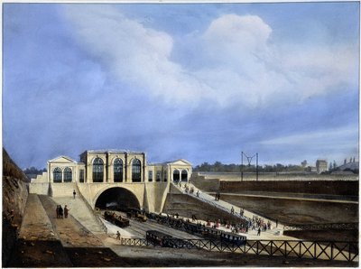 Järnväg från Paris till Saint Germain - i "Paris 1837" av Arnout av Louis Jules Arnout