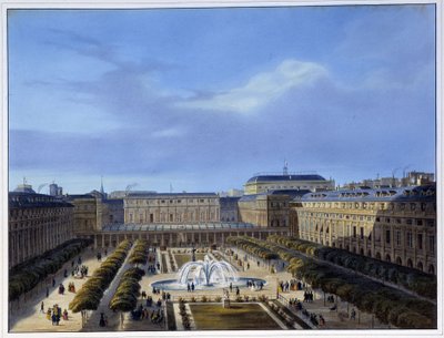 Utsikt över det kungliga slottets trädgård - i "" Paris en 1837"" av Arnout av Louis Jules Arnout