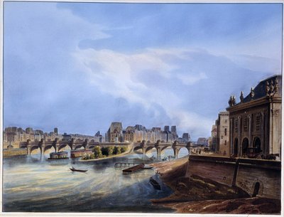 Utsikt över bron Neuf - i "" Paris en 1837" av Arnout av Louis Jules Arnout