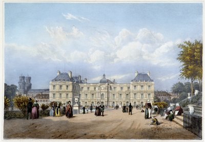 Le Palais du Luxembourg, på trädgårdssidan. I "Paris och dess omgivningar" av Louis Julien Jacottet
