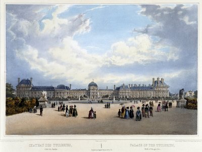 Utsikt över palatset och Tuileriernas trädgård - i "" Promenade dans Paris et ses environs", av Jacottet och Benoist, Paris, v.1840 av Louis Julien Jacottet
