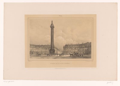 Utsikt över Colonne Vendôme Colonne de la Place Vendôme (titel på objekt) Ansikten i och runt Paris (serietitel) Paris (serietitel på objekt) av Louis Julien Jacottet