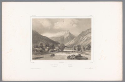 Utsikt över Gaustatoppen i Telemark Mont-Gousta à Tellemarken / Gousta. Tellemarken (titel på objekt) Faces in Scandinavia (serietitel) Vues du Nord. Norvege (serietitel) av Louis Julien Jacottet
