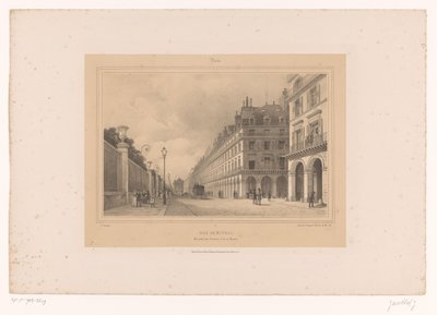 Utsikt över Rue de Rivoli Rue de Rivoli. Ministère des Finances et de la Marine (titel på objekt) Ansikten i och runt Paris (serietitel) Paris (serietitel på objekt) av Louis Julien Jacottet