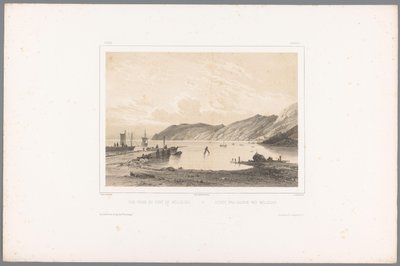 Utsikt över Mölle hamn Vue prize du Port de Mólleleie / Udsigt fra Havnen ved Mólleleie (titel på objekt) Faces in Scandinavia (serietitel) Vues du Nord. Mocka (serietitel) av Louis Julien Jacottet