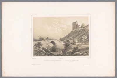Utsikt över ruinerna av Hammershus slott Les ruines du Château de Hammershuus / Ruiner af Hammershuus (titel på objekt) Faces in Scandinavia (serietitel) Vues du Nord. Danemarck (serietitel) av Louis Julien Jacottet