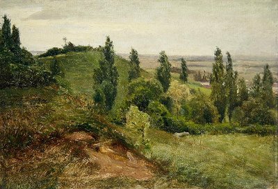 The West Slope of the Doernberg, nära Kassel (olja på duk över kartong) av Louis Kolitz