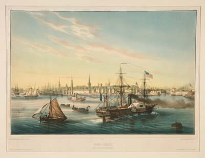 New York. Ankomst av den transatlantiska ångbåten. av Louis Le Breton