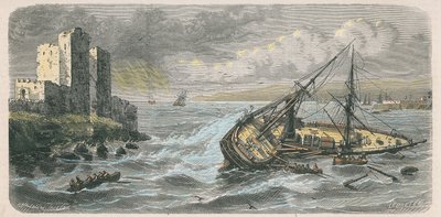 Förlisningen av "Jourdain" i Beirut 1863, efter ett fotografi av M. Mourgueville av Louis Le Breton