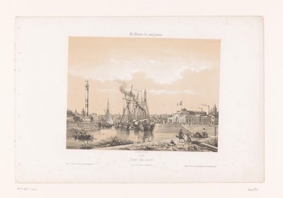 Utsikt över Caen från Cours Caffarelli Port de Caen, Pris du Cours Caffarelli (titel på objekt) Contemporary France (serietitel) La France de nos jours (serietitel på objekt) av Louis Le Breton