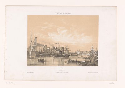 Utsikt över hamnen och slottet i Brest Brest. L