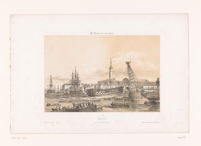 Utsikt över Arsenalen vid hamnen i Lorient Lorient. Interior du Portmilitary (titel på objekt) Contemporary France (serietitel) La France de nos jours (serietitel på objekt) av Louis Le Breton