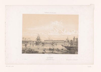 Utsikt över Bassin Napoléon III vid hamnen i Cherbourg Cherbourg. Basin Napoleon III (titel på objekt) Contemporary France (serietitel) La France de nos jours (serietitel på objekt) av Louis Le Breton