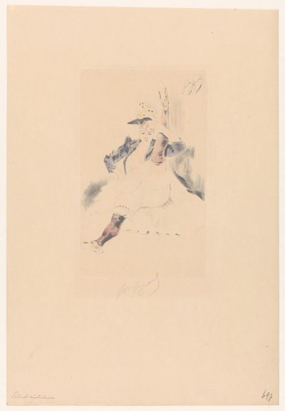 Hälsning cancan dansare Le salut militären av Louis Legrand (signed by artist)