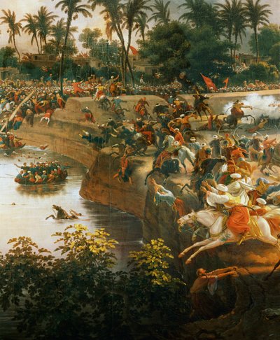 Slaget vid pyramiderna (olja på duk) av Louis Lejeune