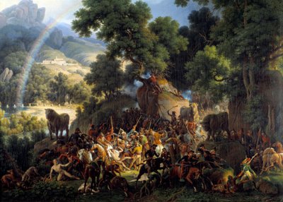 Slaget vid Guisando, vid passagen av Avis-passet i bergen i Guadarrama i Kastilien av Louis Lejeune