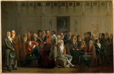 En samling konstnärer i ateljén hos Isabey ... av Louis Leopold Boilly