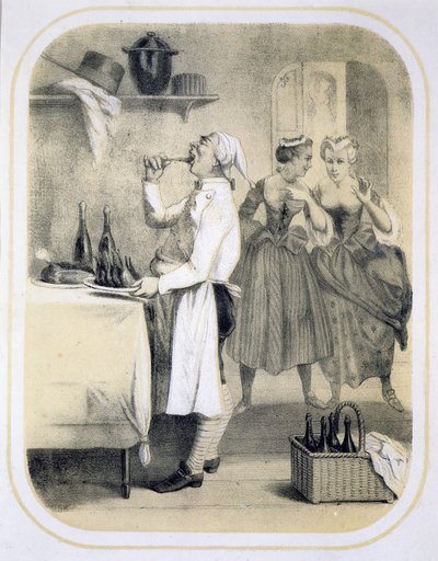 Gluttony in the Kitchen, från en serie tryck som föreställer de sju dödssynderna, ca 1850 av Louis Leopold Boilly