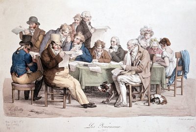 Män som läser tidningar - gravyr Louis Boilly med titeln "" Les journaux"" av Louis Leopold Boilly