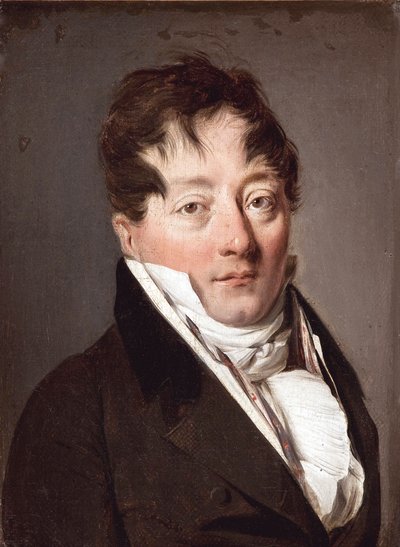 Porträtt av Alexandre Balthazar Laurent Grimod de la Reyniere (1758-1837) av Boilly, Louis-Leopold (Louis Leopold) (1761-1845), - Olja på duk, 22x17 - Musee Marmottan Monet, Paris av Louis Leopold Boilly