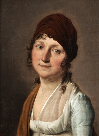 Porträtt av en kvinna med rött hårband av Louis Leopold Boilly